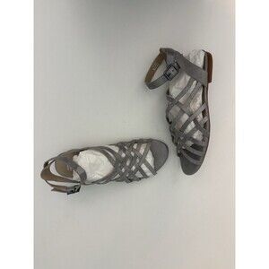 Johnson & Murphy Sandals Womens 8.5M Pewter Metallic Brush-off Hallie‎ Strappy